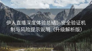 伊人直播深度体验总结：安全验证机制与风险提示说明（升级解析版）