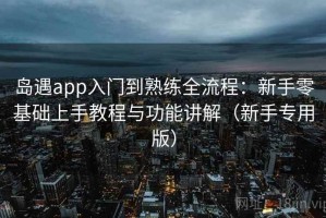 岛遇app入门到熟练全流程：新手零基础上手教程与功能讲解（新手专用版）