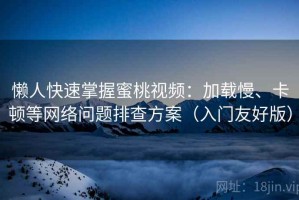 懒人快速掌握蜜桃视频：加载慢、卡顿等网络问题排查方案（入门友好版）