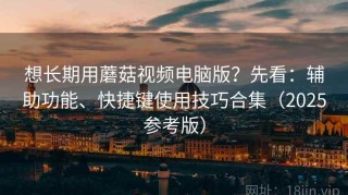 想长期用蘑菇视频电脑版？先看：辅助功能、快捷键使用技巧合集（2025参考版）