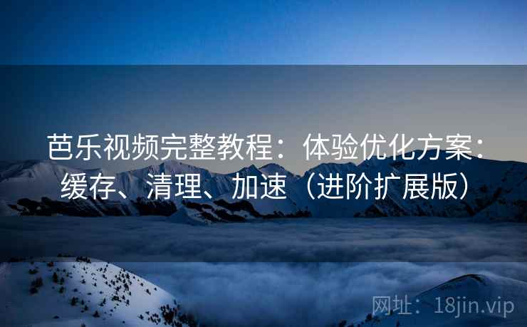 芭乐视频完整教程：体验优化方案：缓存、清理、加速（进阶扩展版）