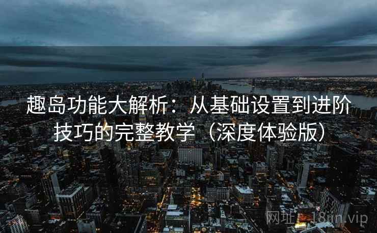 趣岛功能大解析：从基础设置到进阶技巧的完整教学（深度体验版）